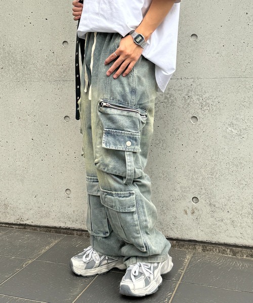 lilful(リルフル)の「【26年春夏新作】【ウエストゴム】デニムカーゴワイドパンツ(デニムパンツ・メンズ・ブルー/ブラック・M/L)」の7枚目の写真