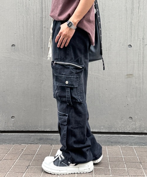 lilful(リルフル)の「【26年春夏新作】【ウエストゴム】デニムカーゴワイドパンツ(デニムパンツ・メンズ・ブルー/ブラック・M/L)」の5枚目の写真