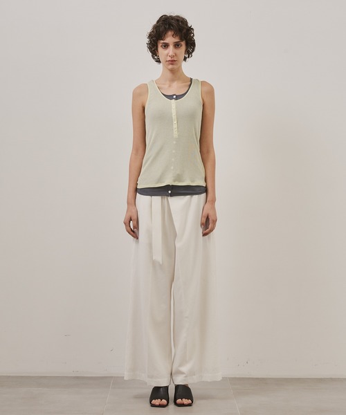 CITY TOKYO（シティトウキョウ）の「【CITY TOKYO/シティートウキョウ】Linen Wrap Pants/リネンラップパンツ（スラックス・レディース・ホワイト/ブラック・1/2）」の6枚目の写真