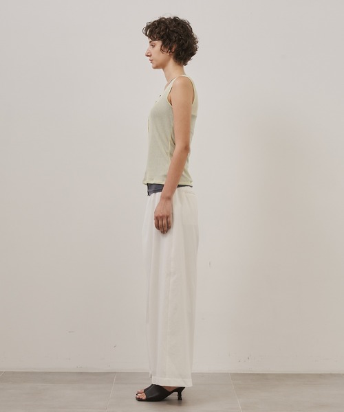 CITY TOKYO（シティトウキョウ）の「【CITY TOKYO/シティートウキョウ】Linen Wrap Pants/リネンラップパンツ（スラックス・レディース・ホワイト/ブラック・1/2）」の5枚目の写真