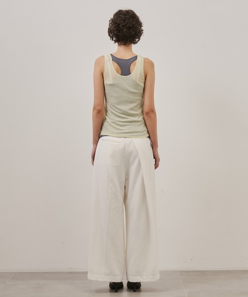 CITY TOKYO（シティトウキョウ）の「【CITY TOKYO/シティートウキョウ】Linen Wrap Pants/リネンラップパンツ（スラックス・レディース・ホワイト/ブラック・1/2）」の4枚目の写真