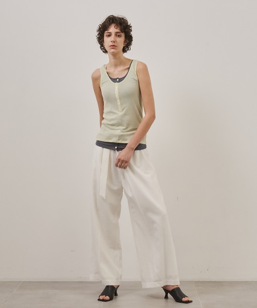 CITY TOKYO（シティトウキョウ）の「【CITY TOKYO/シティートウキョウ】Linen Wrap Pants/リネンラップパンツ（スラックス・レディース・ホワイト/ブラック・1/2）」の10枚目の写真