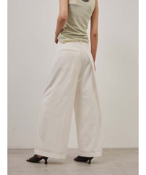 CITY TOKYO（シティトウキョウ）の「【CITY TOKYO/シティートウキョウ】Linen Wrap Pants/リネンラップパンツ（スラックス・レディース・ホワイト/ブラック・1/2）」の7枚目の写真