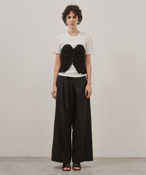 CITY TOKYO（シティトウキョウ）の「【CITY TOKYO/シティートウキョウ】Linen Wrap Pants/リネンラップパンツ（スラックス・レディース・ホワイト/ブラック・1/2）」の18枚目の写真