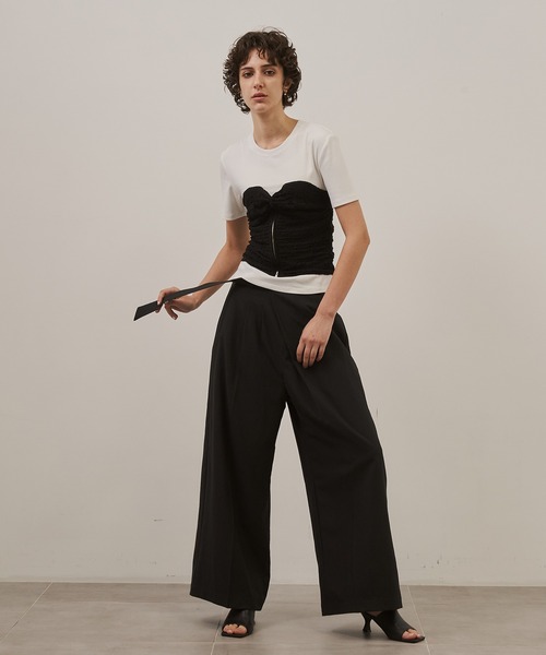 CITY TOKYO（シティトウキョウ）の「【CITY TOKYO/シティートウキョウ】Linen Wrap Pants/リネンラップパンツ（スラックス・レディース・ホワイト/ブラック・1/2）」の22枚目の写真