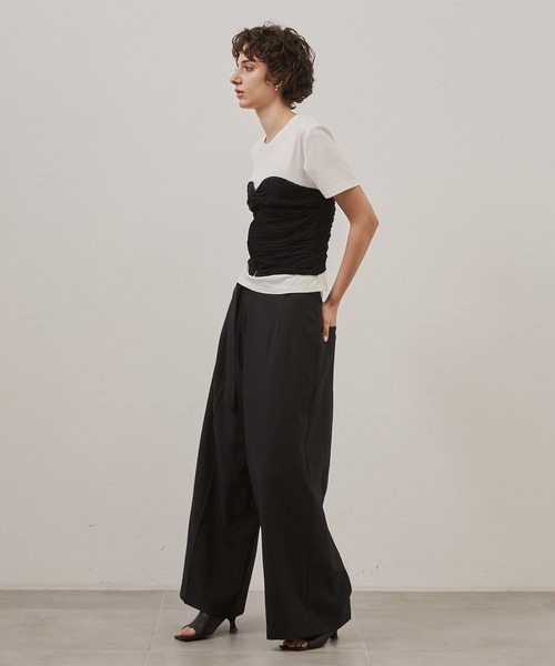 CITY TOKYO（シティトウキョウ）の「【CITY TOKYO/シティートウキョウ】Linen Wrap Pants/リネンラップパンツ（スラックス・レディース・ホワイト/ブラック・1/2）」の21枚目の写真