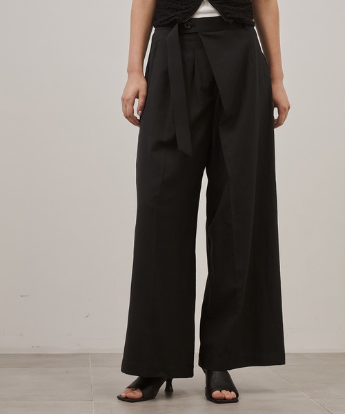 CITY TOKYO（シティトウキョウ）の「【CITY TOKYO/シティートウキョウ】Linen Wrap Pants/リネンラップパンツ（スラックス・レディース・ホワイト/ブラック・1/2）」の19枚目の写真
