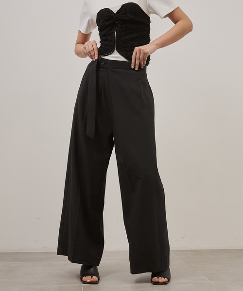 CITY TOKYO（シティトウキョウ）の「【CITY TOKYO/シティートウキョウ】Linen Wrap Pants/リネンラップパンツ（スラックス・レディース・ホワイト/ブラック・1/2）」の20枚目の写真