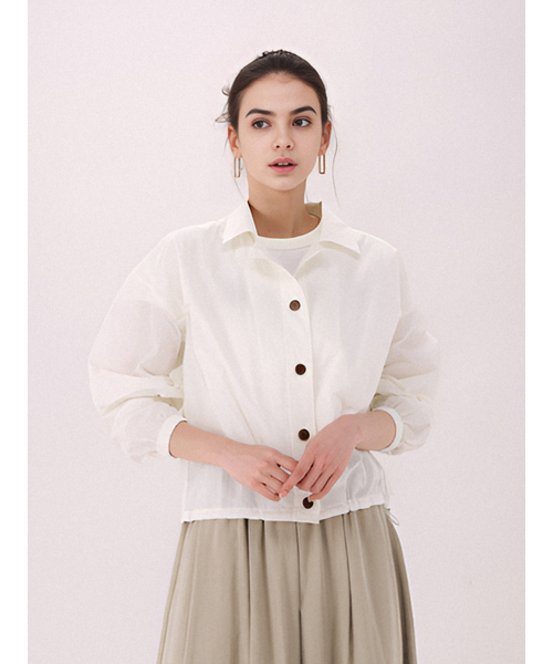 ACUD(アクド)の「Crispy Cropped Shirt _White(シャツ/ブラウス・レディース・ホワイト・FREE)」の3枚目の写真