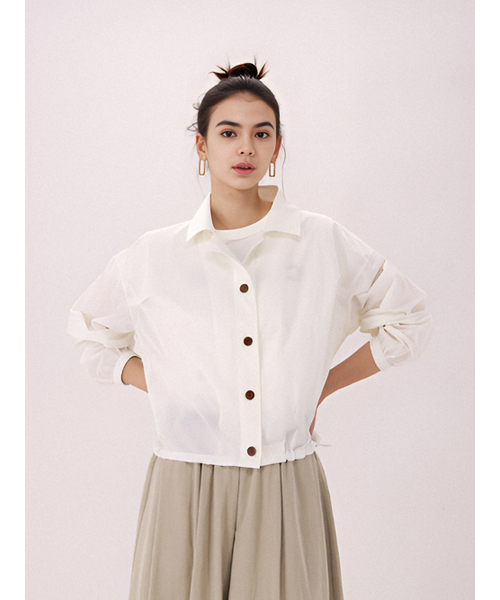 ACUD(アクド)の「Crispy Cropped Shirt _White(シャツ/ブラウス・レディース・ホワイト・FREE)」の4枚目の写真