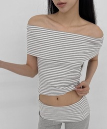 オフショルダー」に該当するトップス（ストライプ柄）ファッション通販