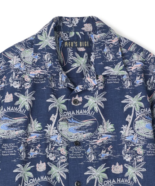MEN'S BIGI(メンズビギ)の「レーヨンリネン 復刻プリントアロハシャツ(シャツ/ブラウス・メンズ・ネイビー/ベージュ系その他/オフホワイト・02/03)」の7枚目の写真