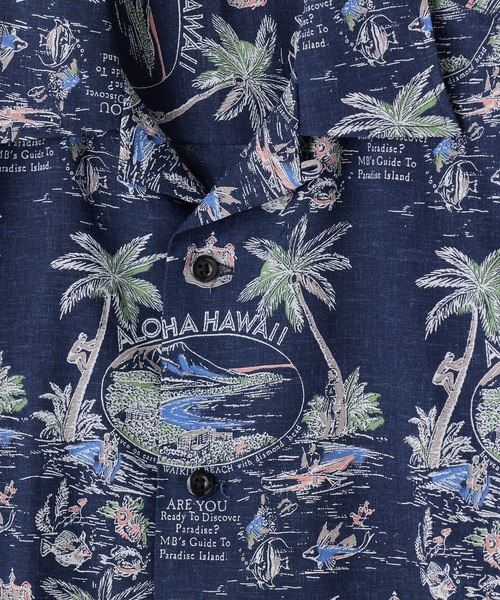 MEN'S BIGI(メンズビギ)の「レーヨンリネン 復刻プリントアロハシャツ(シャツ/ブラウス・メンズ・ネイビー/ベージュ系その他/オフホワイト・02/03)」の8枚目の写真