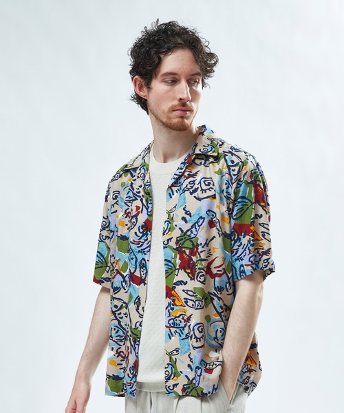 MEN'S BIGI(メンズビギ)の「レーヨンリネン 復刻プリントアロハシャツ(シャツ/ブラウス・メンズ・ネイビー/ベージュ系その他/オフホワイト・02/03)」の16枚目の写真