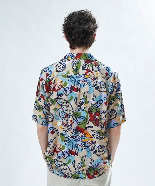 MEN'S BIGI(メンズビギ)の「レーヨンリネン 復刻プリントアロハシャツ(シャツ/ブラウス・メンズ・ネイビー/ベージュ系その他/オフホワイト・02/03)」の15枚目の写真