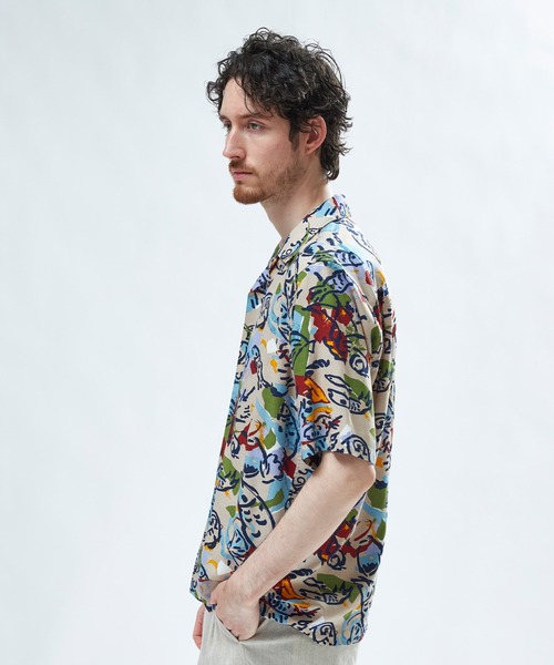 MEN'S BIGI(メンズビギ)の「レーヨンリネン 復刻プリントアロハシャツ(シャツ/ブラウス・メンズ・ネイビー/ベージュ系その他/オフホワイト・02/03)」の14枚目の写真