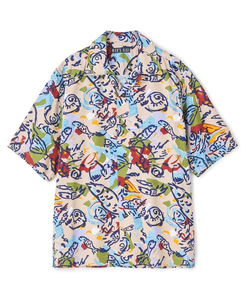 MEN'S BIGI(メンズビギ)の「レーヨンリネン 復刻プリントアロハシャツ(シャツ/ブラウス・メンズ・ネイビー/ベージュ系その他/オフホワイト・02/03)」の4枚目の写真