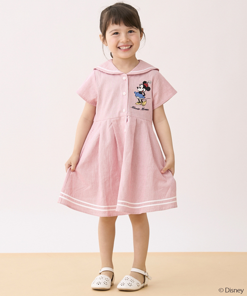 petit main(プティマイン)の「【Disney】セーラーワンピース(シャツワンピース・キッズ・レッド/オフホワイト・80cm/90cm/110cm/100cm/120cm/130cm)」の2枚目の写真