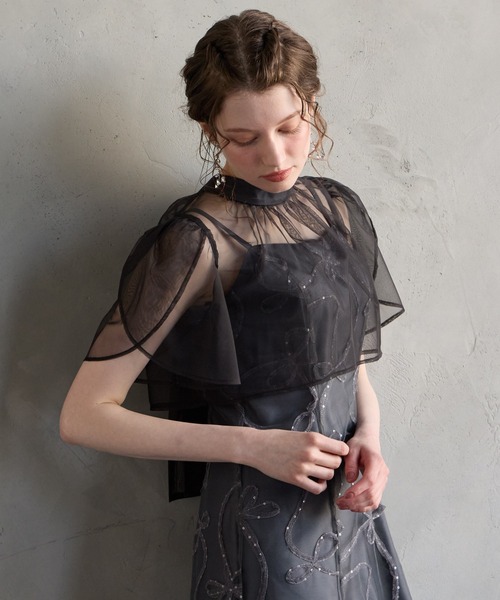 AIMER(エメ)の「ビッグリボンブラウス×リボン刺繍チュールキャミソールワンピース 2点セットパーティードレス 結婚式 お呼ばれ ドレス 20代 30代(ドレス・レディース・ブラウン/ピンクベージュ/チャコールグレー・MEDIUM/SMALL)」の13枚目の写真
