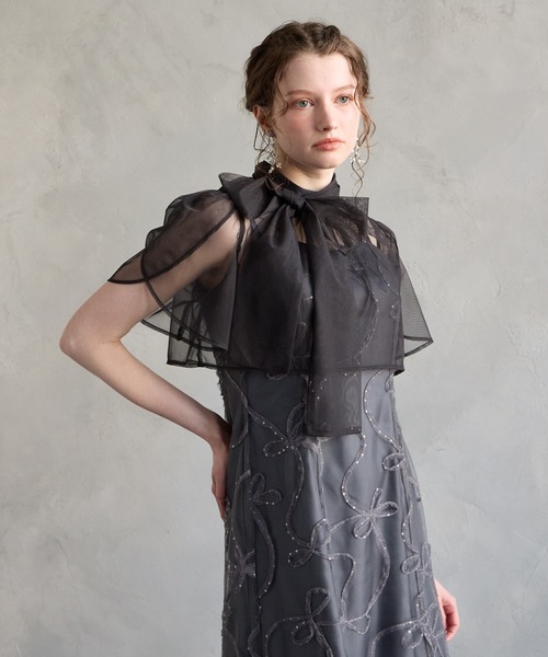 AIMER(エメ)の「ビッグリボンブラウス×リボン刺繍チュールキャミソールワンピース 2点セットパーティードレス 結婚式 お呼ばれ ドレス 20代 30代(ドレス・レディース・ブラウン/ピンクベージュ/チャコールグレー・MEDIUM/SMALL)」の16枚目の写真