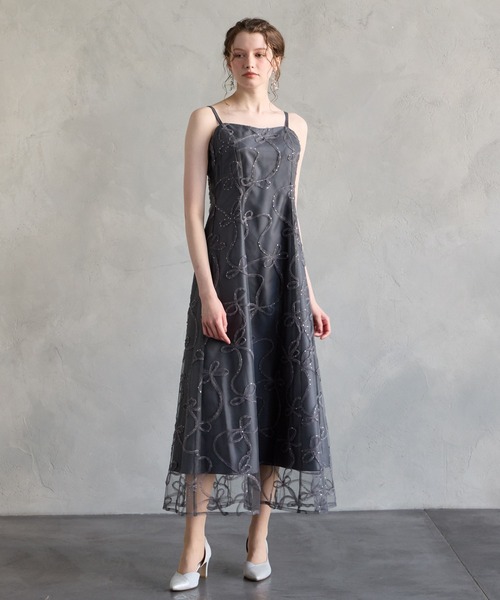 AIMER(エメ)の「ビッグリボンブラウス×リボン刺繍チュールキャミソールワンピース 2点セットパーティードレス 結婚式 お呼ばれ ドレス 20代 30代(ドレス・レディース・ブラウン/ピンクベージュ/チャコールグレー・MEDIUM/SMALL)」の17枚目の写真