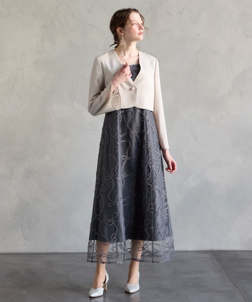 AIMER(エメ)の「ビッグリボンブラウス×リボン刺繍チュールキャミソールワンピース 2点セットパーティードレス 結婚式 お呼ばれ ドレス 20代 30代(ドレス・レディース・ブラウン/ピンクベージュ/チャコールグレー・MEDIUM/SMALL)」の19枚目の写真