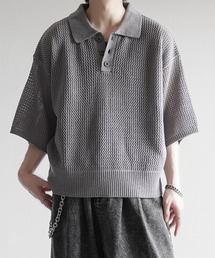 ELLUV（エルブ）の「【ELLUV/エルヴ】エレガンスラメシアー ショート丈 半袖ニットポロシャツ（ポロシャツ）」