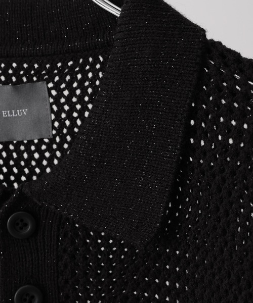 ELLUV(エルブ)の「【ELLUV/エルヴ】エレガンスラメシアー ショート丈 半袖ニットポロシャツ(ポロシャツ・メンズ・ホワイト/グレー/ネイビー/ブラック・M/S/L)」の7枚目の写真