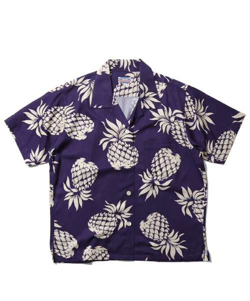 HOUSTON（ヒューストン）の「HOUSTON アロハシャツ（PINEAPPLE）（シャツ/ブラウス・レディース・ネイビー/ブラック/ゴールド/オリーブ/ブルー系その他/チャコール・1）」の4枚目の写真