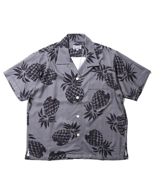 HOUSTON（ヒューストン）の「HOUSTON アロハシャツ（PINEAPPLE）（シャツ/ブラウス・レディース・ネイビー/ブラック/ゴールド/オリーブ/ブルー系その他/チャコール・1）」の2枚目の写真