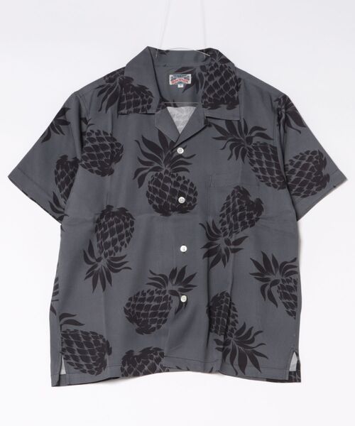 HOUSTON（ヒューストン）の「HOUSTON アロハシャツ（PINEAPPLE）（シャツ/ブラウス・レディース・ネイビー/ブラック/ゴールド/オリーブ/ブルー系その他/チャコール・1）」の9枚目の写真