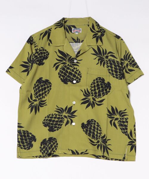 HOUSTON（ヒューストン）の「HOUSTON アロハシャツ（PINEAPPLE）（シャツ/ブラウス・レディース・ネイビー/ブラック/ゴールド/オリーブ/ブルー系その他/チャコール・1）」の10枚目の写真