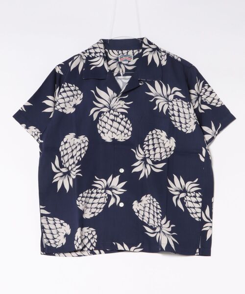 HOUSTON（ヒューストン）の「HOUSTON アロハシャツ（PINEAPPLE）（シャツ/ブラウス・レディース・ネイビー/ブラック/ゴールド/オリーブ/ブルー系その他/チャコール・1）」の12枚目の写真