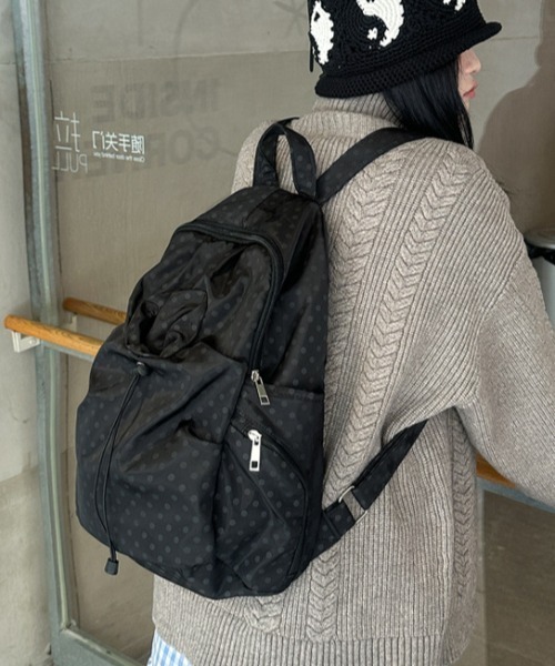 Vipoa(ヴィポア)の「Dot string nylon backpack(バックパック/リュック・レディース・グレー/ブラック・FREE)」の15枚目の写真