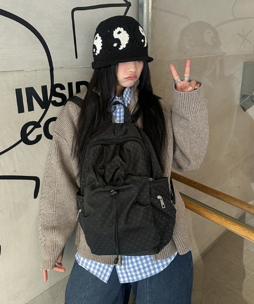 Vipoa(ヴィポア)の「Dot string nylon backpack(バックパック/リュック・レディース・グレー/ブラック・FREE)」の17枚目の写真