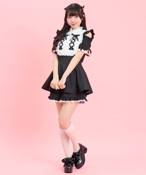 Secret Honey(シークレットハニー)の「ヨークレースアップセットアップ(セットアップ・レディース・ブラックミックス/ブラック・MEDIUM)」の3枚目の写真