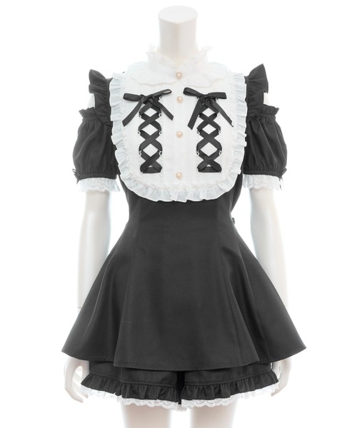 Secret Honey(シークレットハニー)の「ヨークレースアップセットアップ(セットアップ・レディース・ブラックミックス/ブラック・MEDIUM)」の6枚目の写真