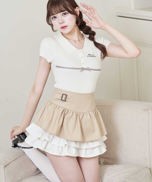 セール】【Belle Charme】Color Block Tiered Skirt（スカート