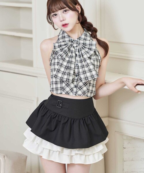 セール】【Belle Charme】Color Block Tiered Skirt（スカート