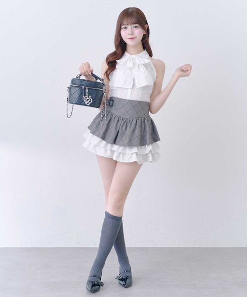 OLIVE des OLIVE（オリーブデオリーブ）の「【Belle Charme】Color Block Tiered Skirt（スカート・レディース・ベージュ/グレー/ブラック・FREE）」の7枚目の写真