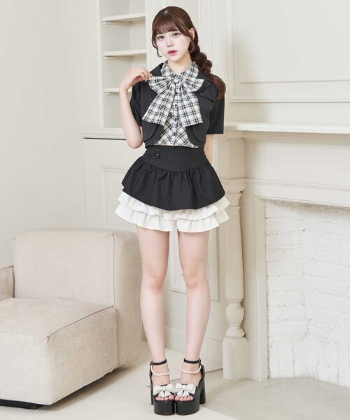OLIVE des OLIVE（オリーブデオリーブ）の「【Belle Charme】Color Block Tiered Skirt（スカート・レディース・ベージュ/グレー/ブラック・FREE）」の9枚目の写真