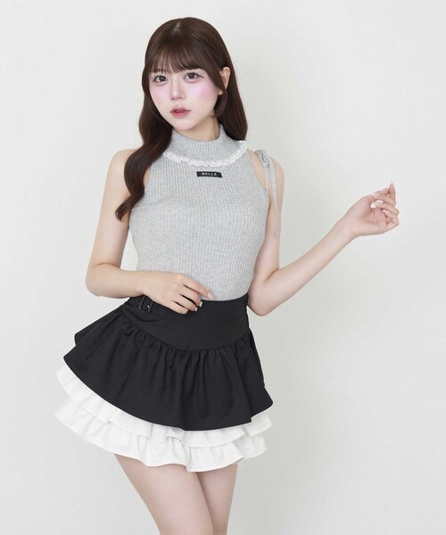 OLIVE des OLIVE（オリーブデオリーブ）の「【Belle Charme】Color Block Tiered Skirt（スカート・レディース・ベージュ/グレー/ブラック・FREE）」の10枚目の写真