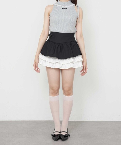 OLIVE des OLIVE（オリーブデオリーブ）の「【Belle Charme】Color Block Tiered Skirt（スカート・レディース・ベージュ/グレー/ブラック・FREE）」の12枚目の写真