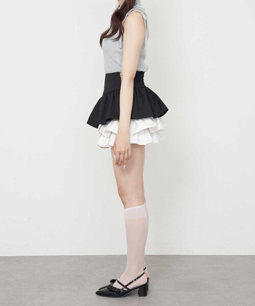 OLIVE des OLIVE（オリーブデオリーブ）の「【Belle Charme】Color Block Tiered Skirt（スカート・レディース・ベージュ/グレー/ブラック・FREE）」の14枚目の写真