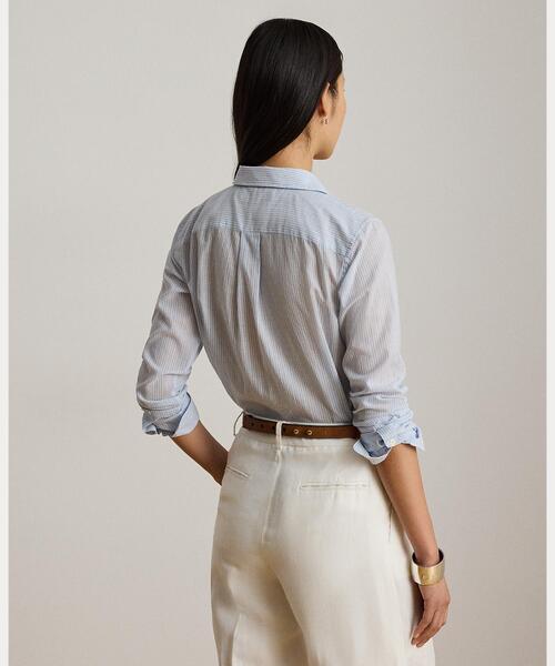 LAUREN RALPH LAUREN(ローレン ラルフ ローレン)の「クラシック フィット ストライプド コットン ボイル シャツ(シャツ/ブラウス・レディース・ブルー・S/XS/M)」の6枚目の写真