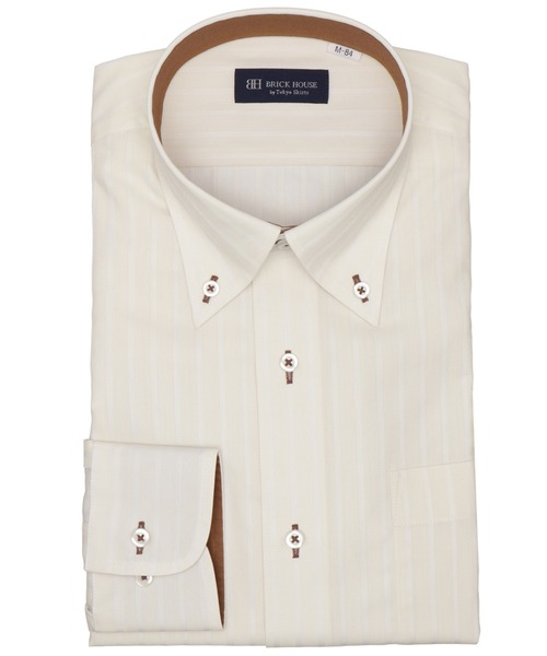 TOKYO SHIRTS(トウキョウシャツ)の「【吸水速乾】 形態安定ノンアイロン ボタンダウン 長袖ビジネスワイシャツ(ビジネスシャツ・メンズ・イエロー・首回り37cm-裄丈84cm/首回り37cm-裄丈80cm/首回り39cm-裄丈80cm/首回り43cm-裄丈86cm/首回り41cm-裄丈82cm/首回り41cm-裄丈86cm/首回り39cm-裄丈84cm/首回り43cm-裄丈82cm/首回り42cm-裄丈82cm/首回り42cm-裄丈86cm)」の1枚目の写真