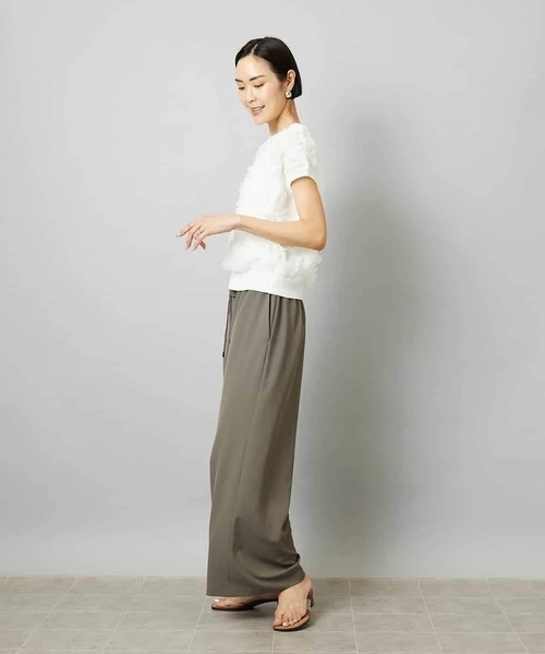 MICHEL KLEIN（ミッシェル・クラン）の「[リラックスボトム]ドローストリング ワイドパンツ（その他パンツ・レディース・カーキ/ブラック・40/38）」の6枚目の写真