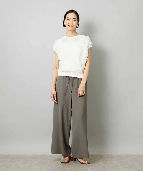 MICHEL KLEIN（ミッシェル・クラン）の「[リラックスボトム]ドローストリング ワイドパンツ（その他パンツ・レディース・カーキ/ブラック・40/38）」の7枚目の写真