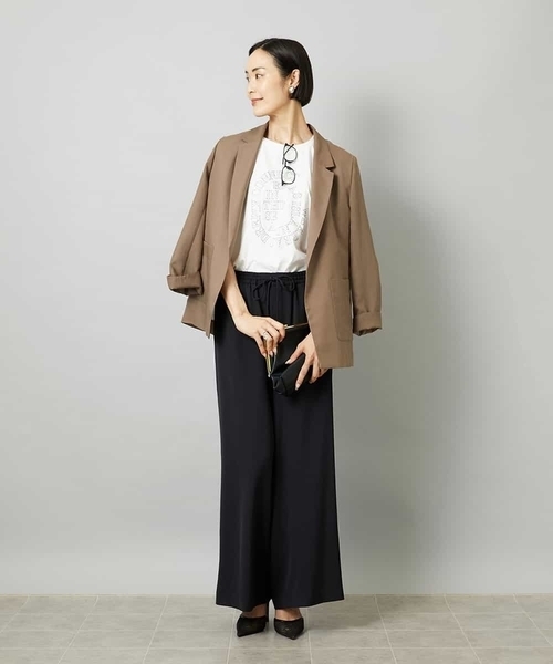 MICHEL KLEIN（ミッシェル・クラン）の「[リラックスボトム]ドローストリング ワイドパンツ（その他パンツ・レディース・カーキ/ブラック・40/38）」の10枚目の写真
