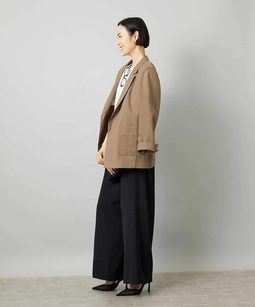 MICHEL KLEIN（ミッシェル・クラン）の「[リラックスボトム]ドローストリング ワイドパンツ（その他パンツ・レディース・カーキ/ブラック・40/38）」の11枚目の写真